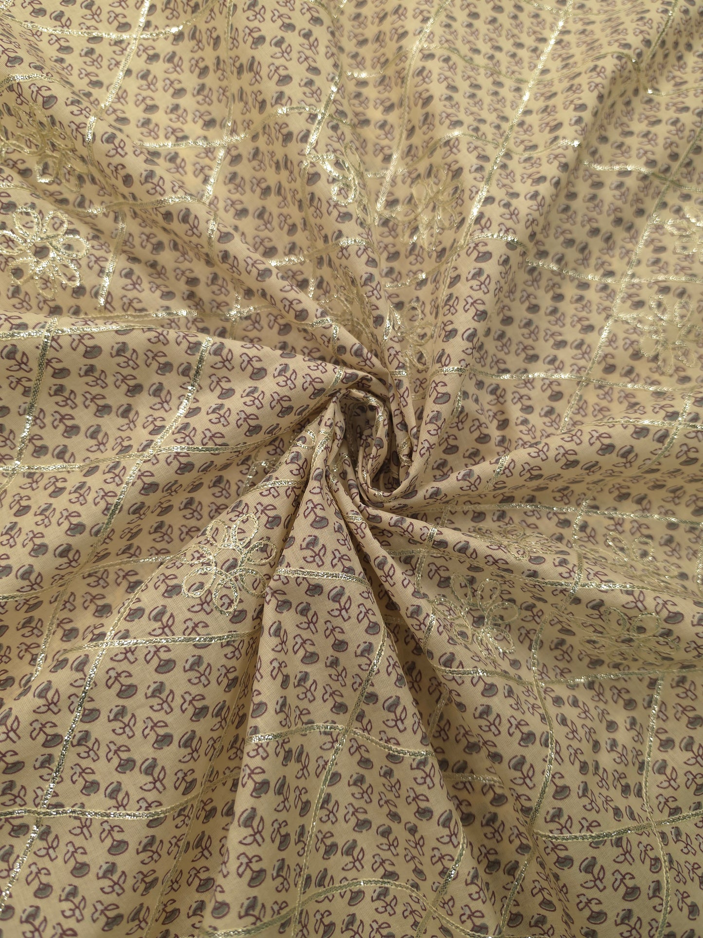 Premium Mul Cotton Fabric with Stitched Gota Patti Work – 60 Inch Width