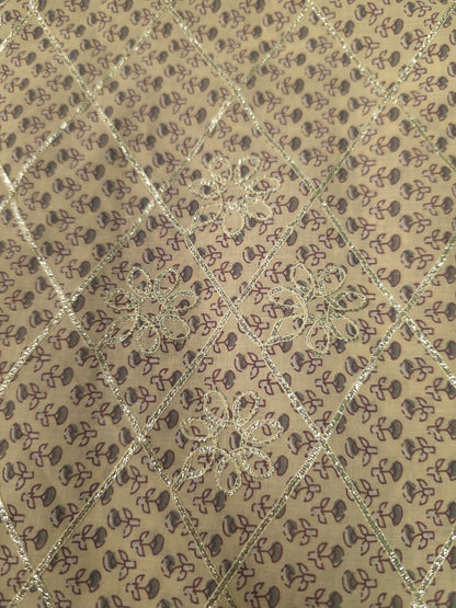 Premium Mul Cotton Fabric with Stitched Gota Patti Work – 60 Inch Width