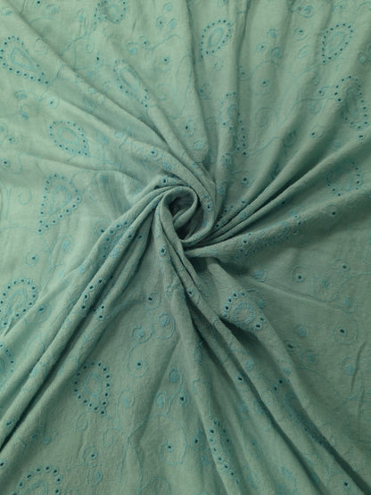 Sky Blue Modal Rayon Embroidered Over All Schiffli Fabric