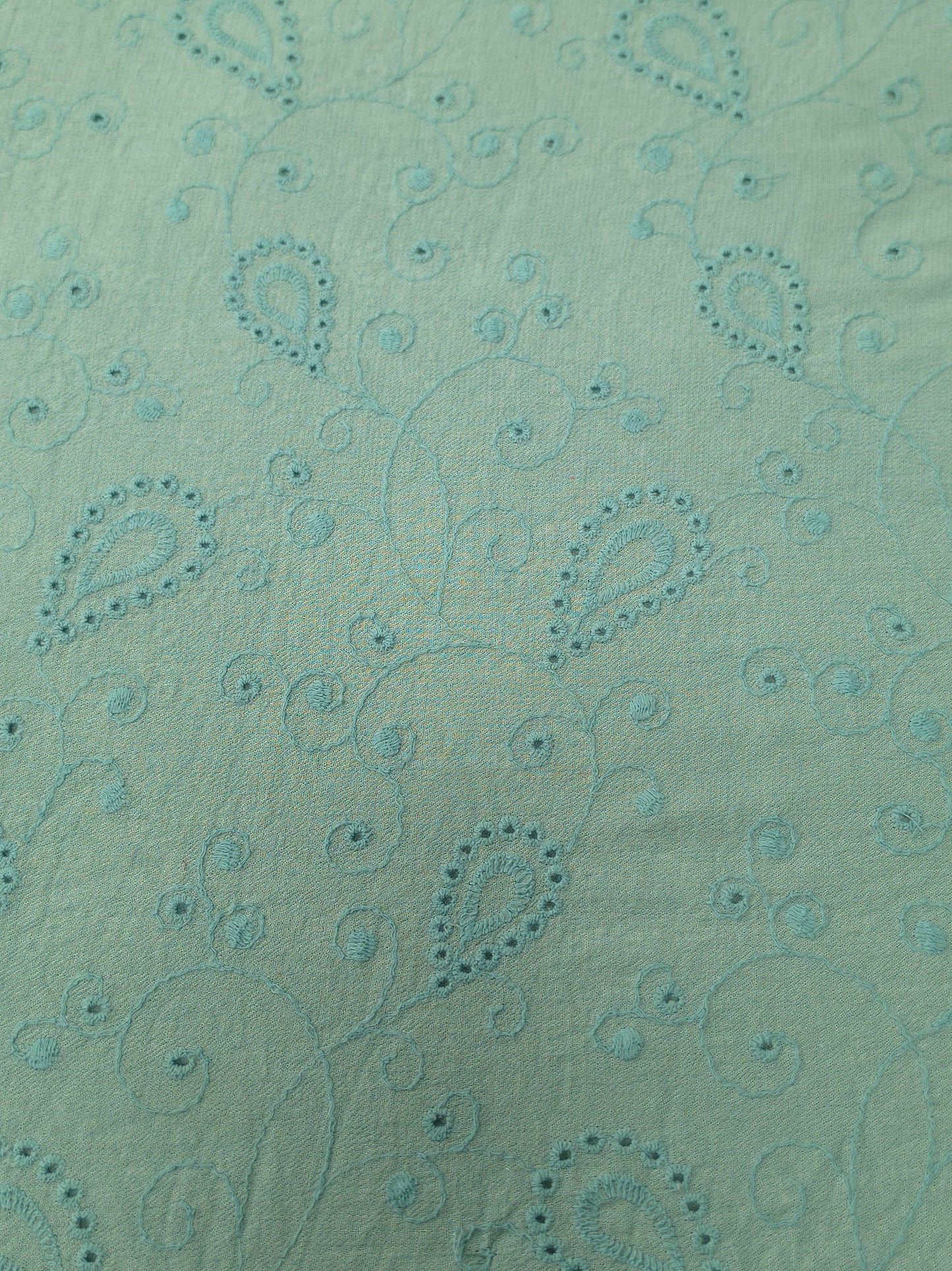 Sky Blue Modal Rayon Embroidered Over All Schiffli Fabric