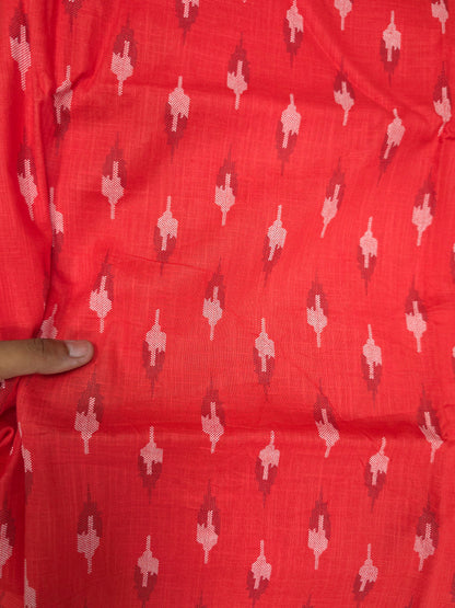 Ruby Red Ikat Cotton Suit Set with Black Bottom