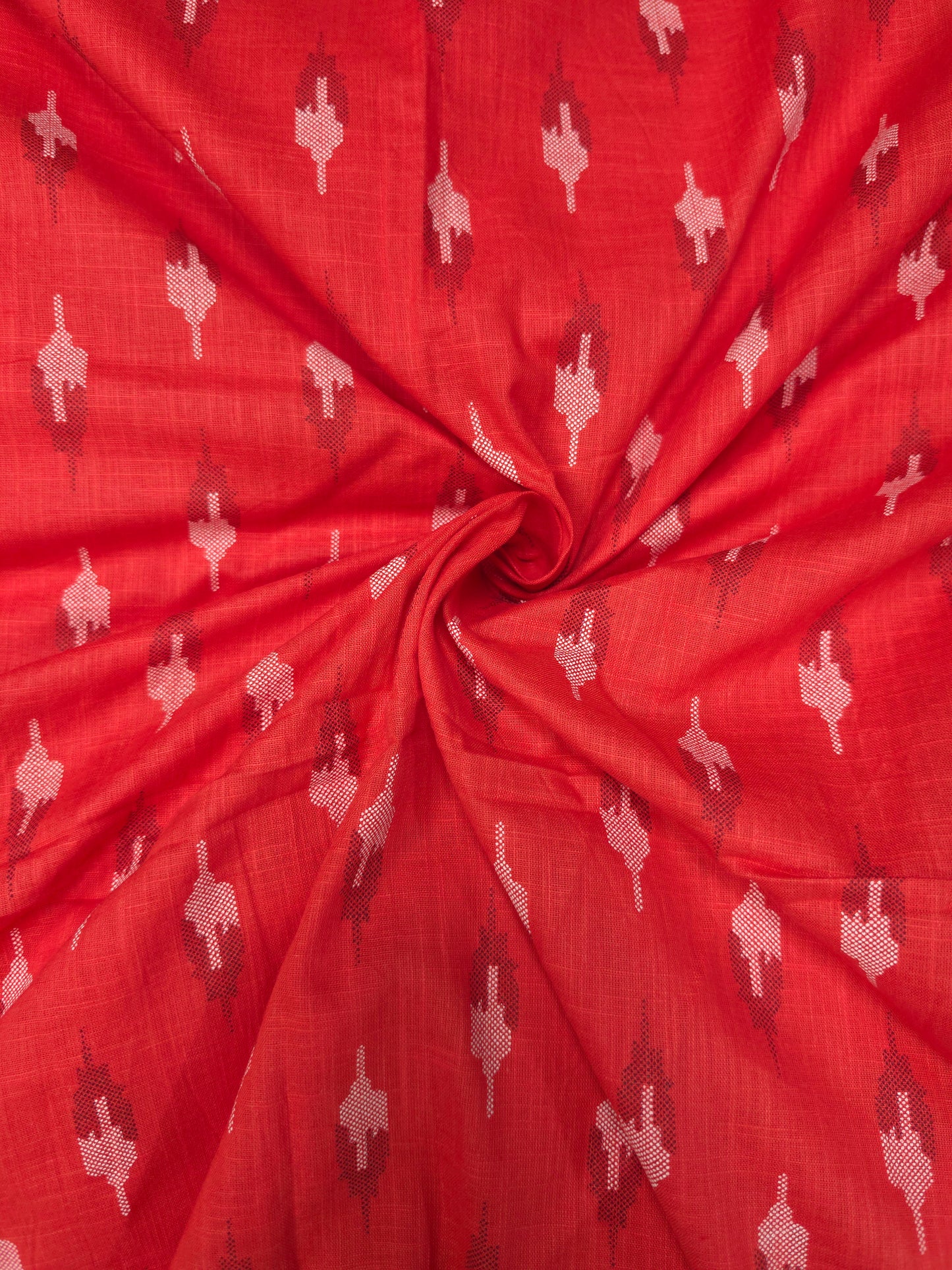 Ruby Red Ikat Cotton Suit Set with Black Bottom