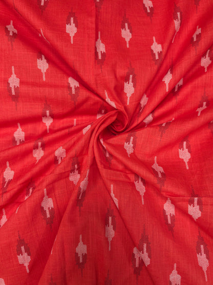 Ruby Red Ikat Cotton Suit Set with Black Bottom