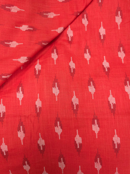 Ruby Red Ikat Cotton Suit Set with Black Bottom