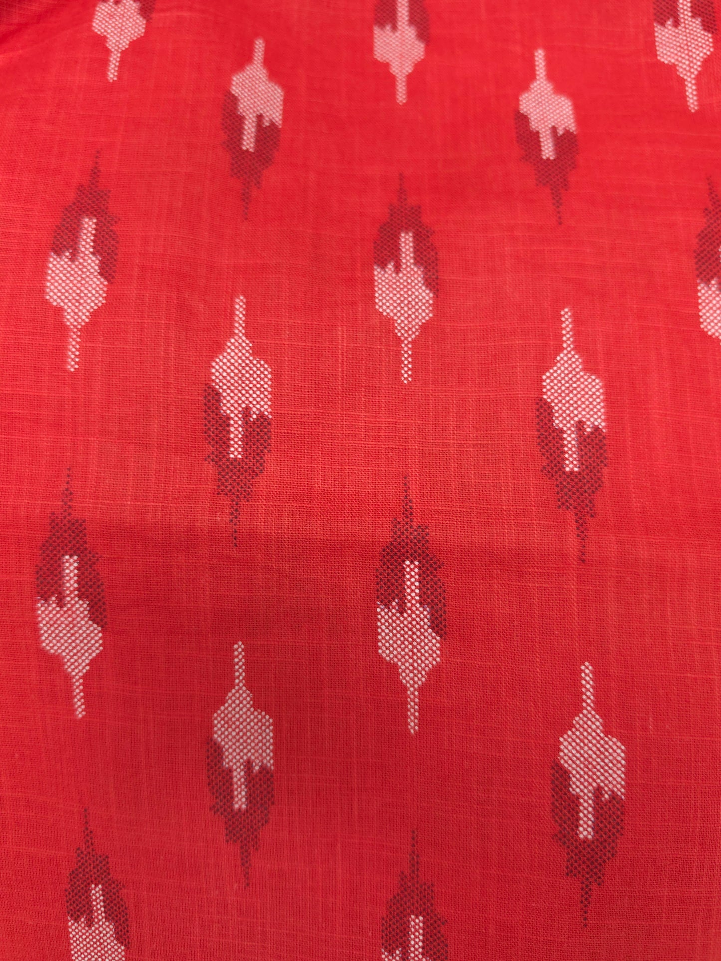 Ruby Red Ikat Cotton Suit Set with Black Bottom
