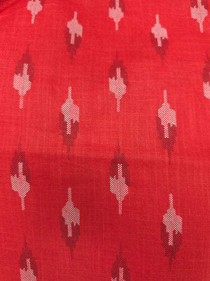 Ruby Red Ikat Cotton Suit Set with Black Bottom