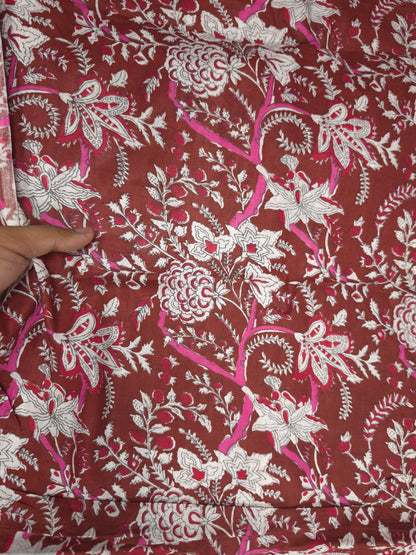 Maroon Floral Garden Cotton Suit Set