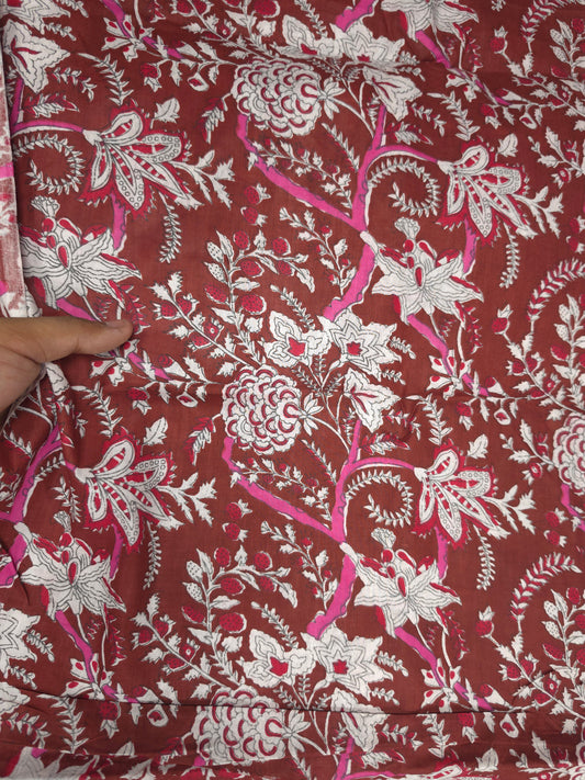 Maroon Floral Garden Cotton Suit Set