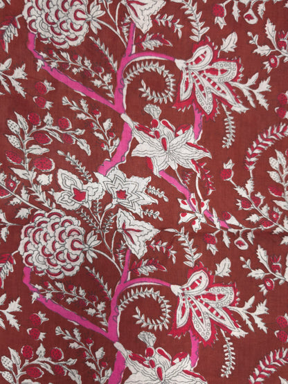 Maroon Floral Garden Cotton Suit Set
