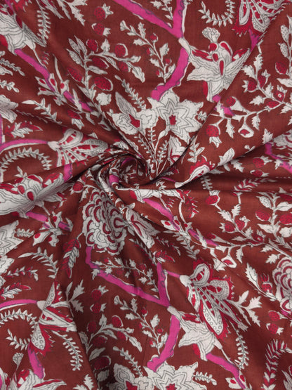 Maroon Floral Garden Cotton Suit Set