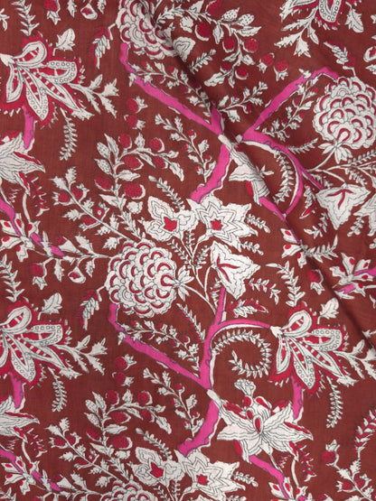 Maroon Floral Garden Cotton Suit Set