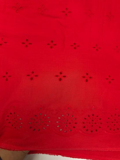Rani Pink Ikat Cotton Suit Set with All Over Schiffli Bottom