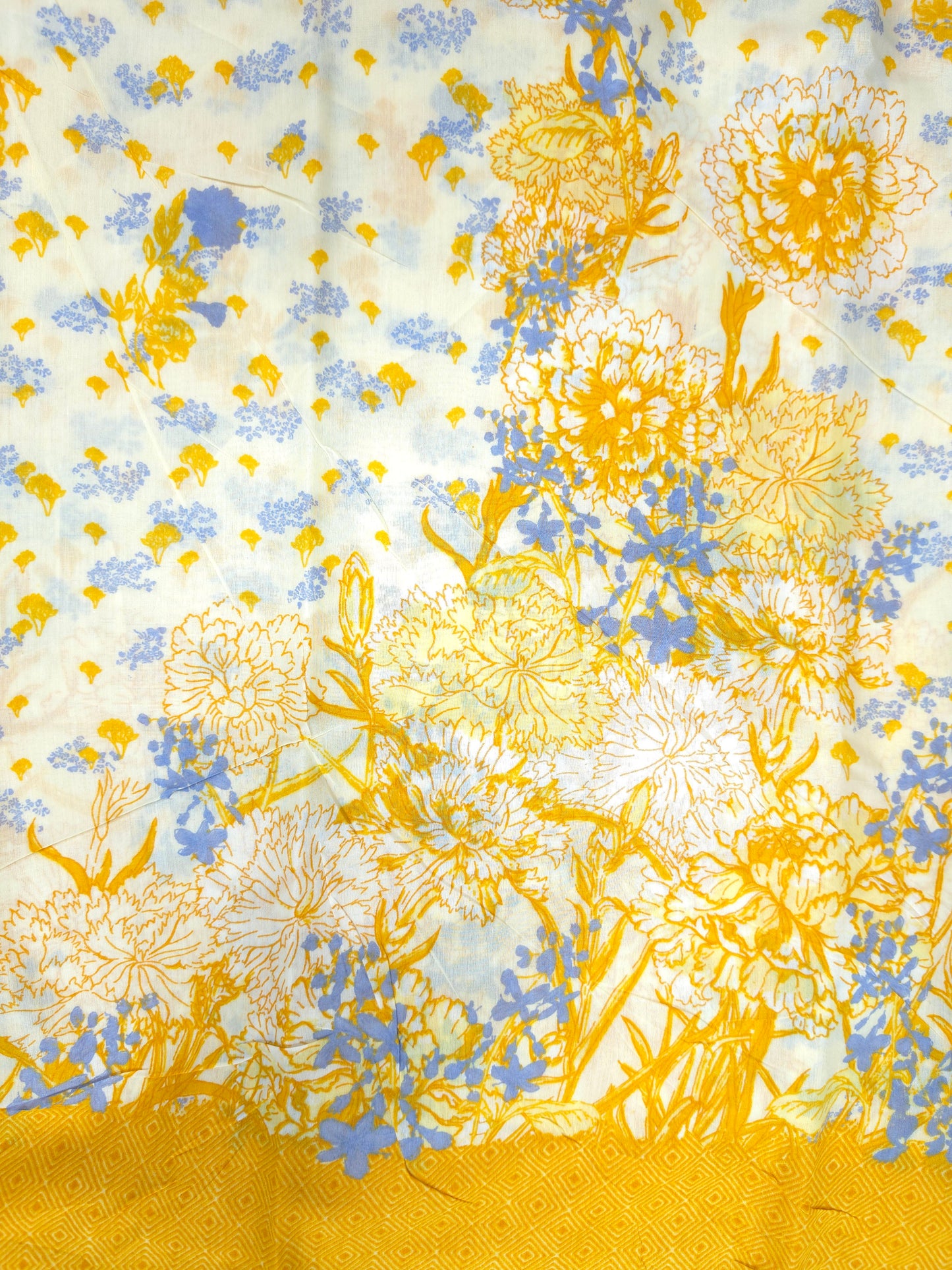 Mustard Blue Floral Garden Cotton Suit Set
