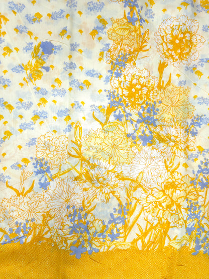 Mustard Blue Floral Garden Cotton Suit Set