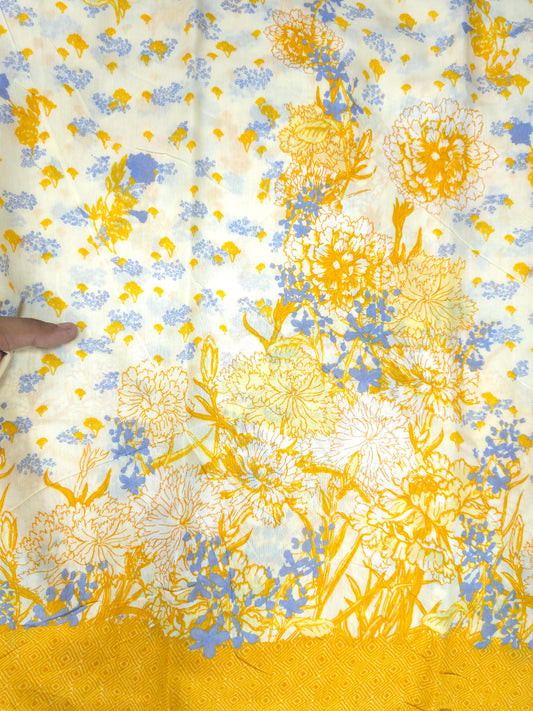 Mustard Blue Floral Garden Cotton Suit Set
