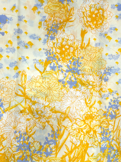 Mustard Blue Floral Garden Cotton Suit Set