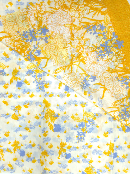 Mustard Blue Floral Garden Cotton Suit Set