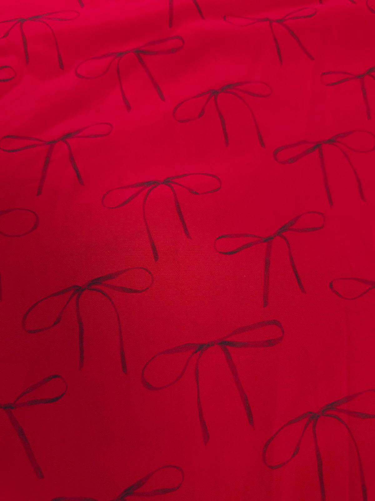 Designer Red Bow Print Crepe Fabric 60 Inch Wide