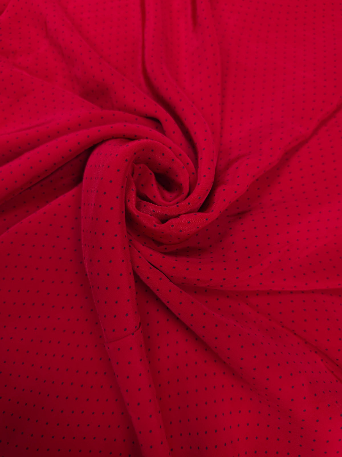 Premium Red Black Micro Polka Dot Crepe Fabric 60 Inch Width