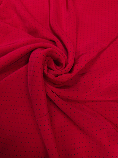 Premium Red Black Micro Polka Dot Crepe Fabric 60 Inch Width