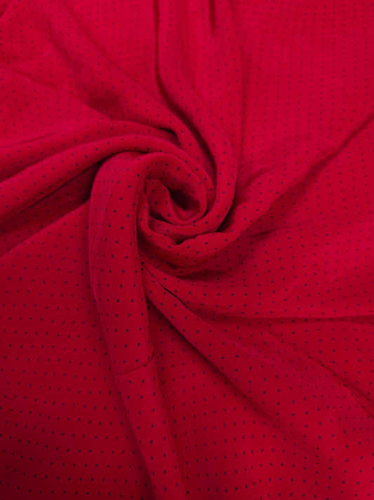 Premium Red Black Micro Polka Dot Crepe Fabric 60 Inch Width