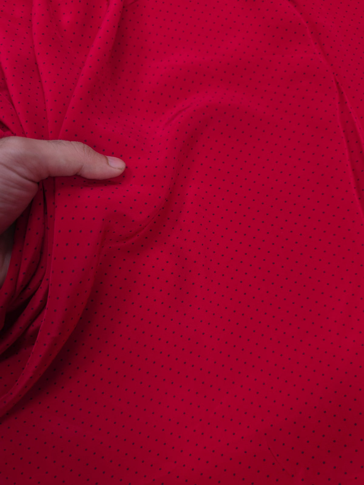 Premium Red Black Micro Polka Dot Crepe Fabric 60 Inch Width