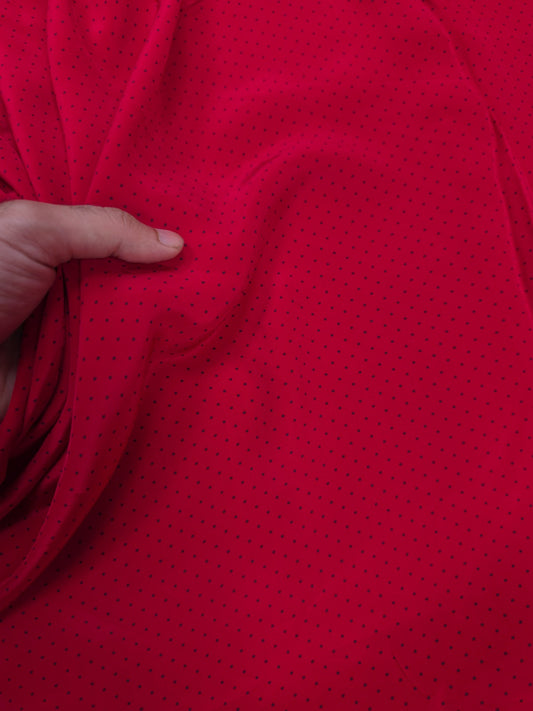 Premium Red Black Micro Polka Dot Crepe Fabric 60 Inch Width