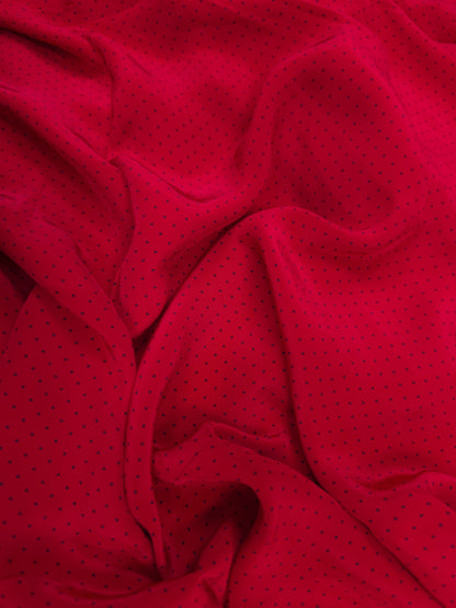 Premium Red Black Micro Polka Dot Crepe Fabric 60 Inch Width