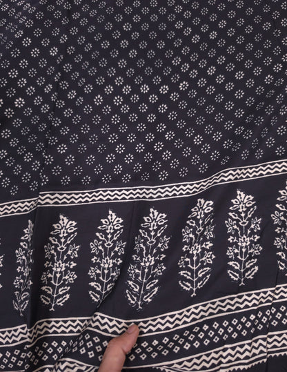 Black White Designer Border Print Crepe Fabric 60 Inch