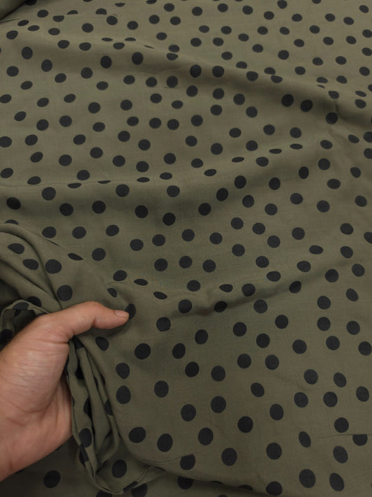 Olive Green Polka Dot Crepe Fabric 60 Inch Width