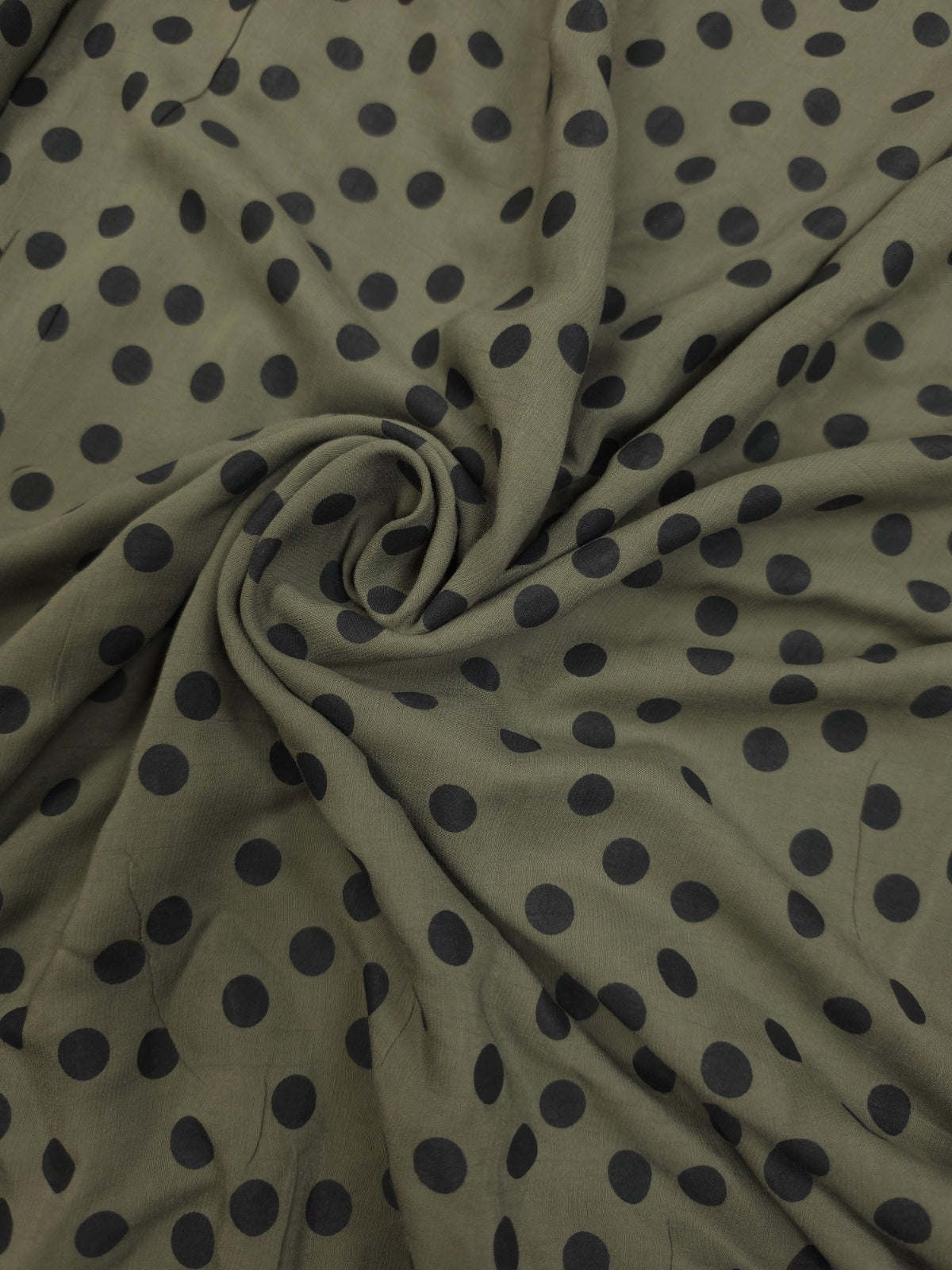 Olive Green Polka Dot Crepe Fabric 60 Inch Width