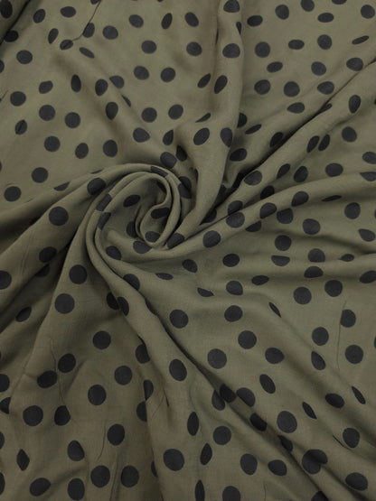 Olive Green Polka Dot Crepe Fabric 60 Inch Width