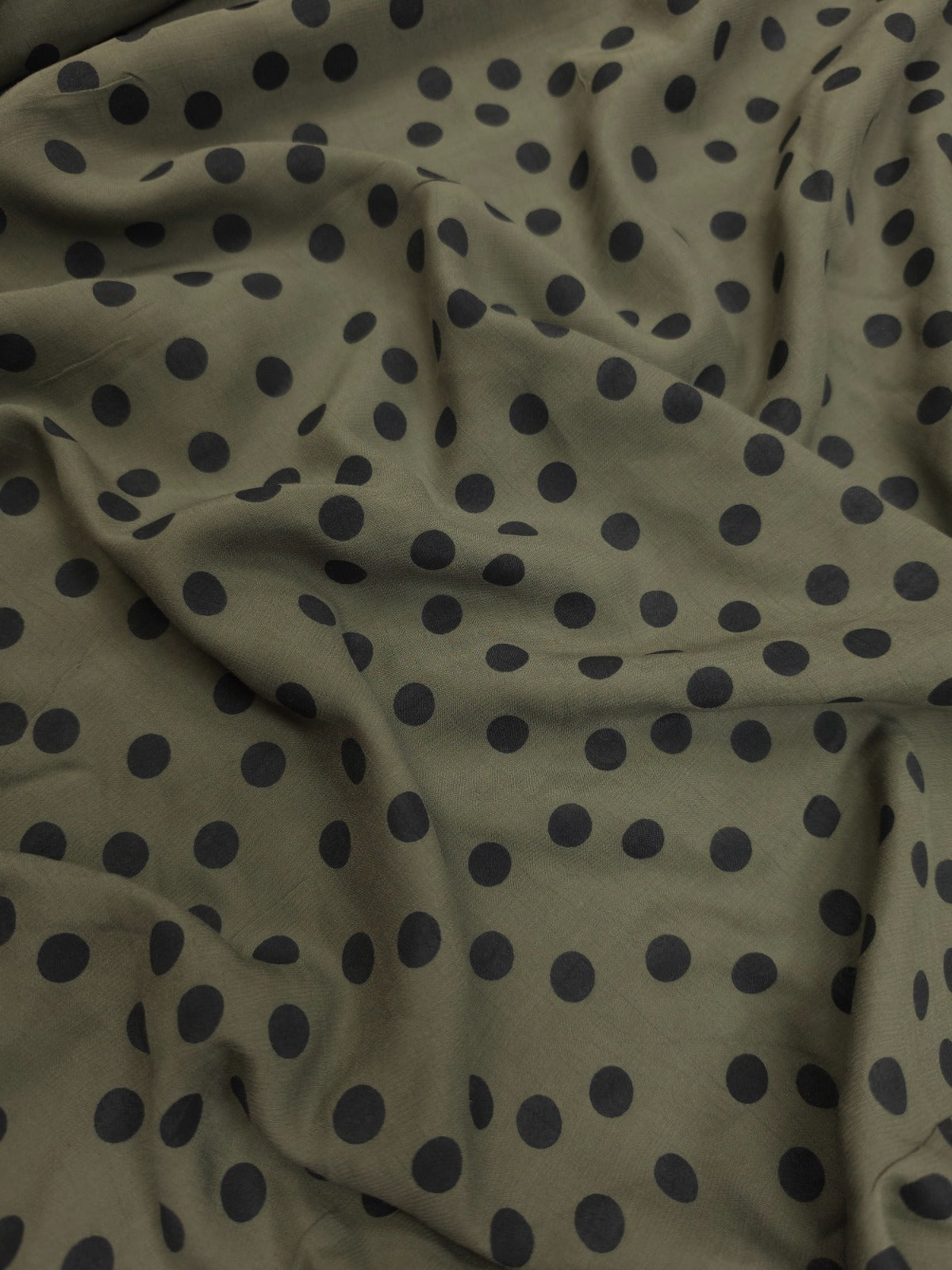 Olive Green Polka Dot Crepe Fabric 60 Inch Width