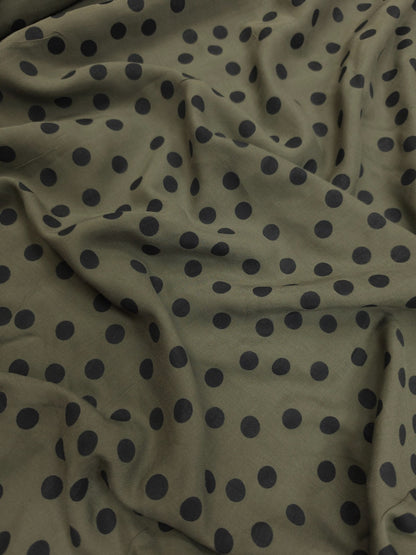 Olive Green Polka Dot Crepe Fabric 60 Inch Width
