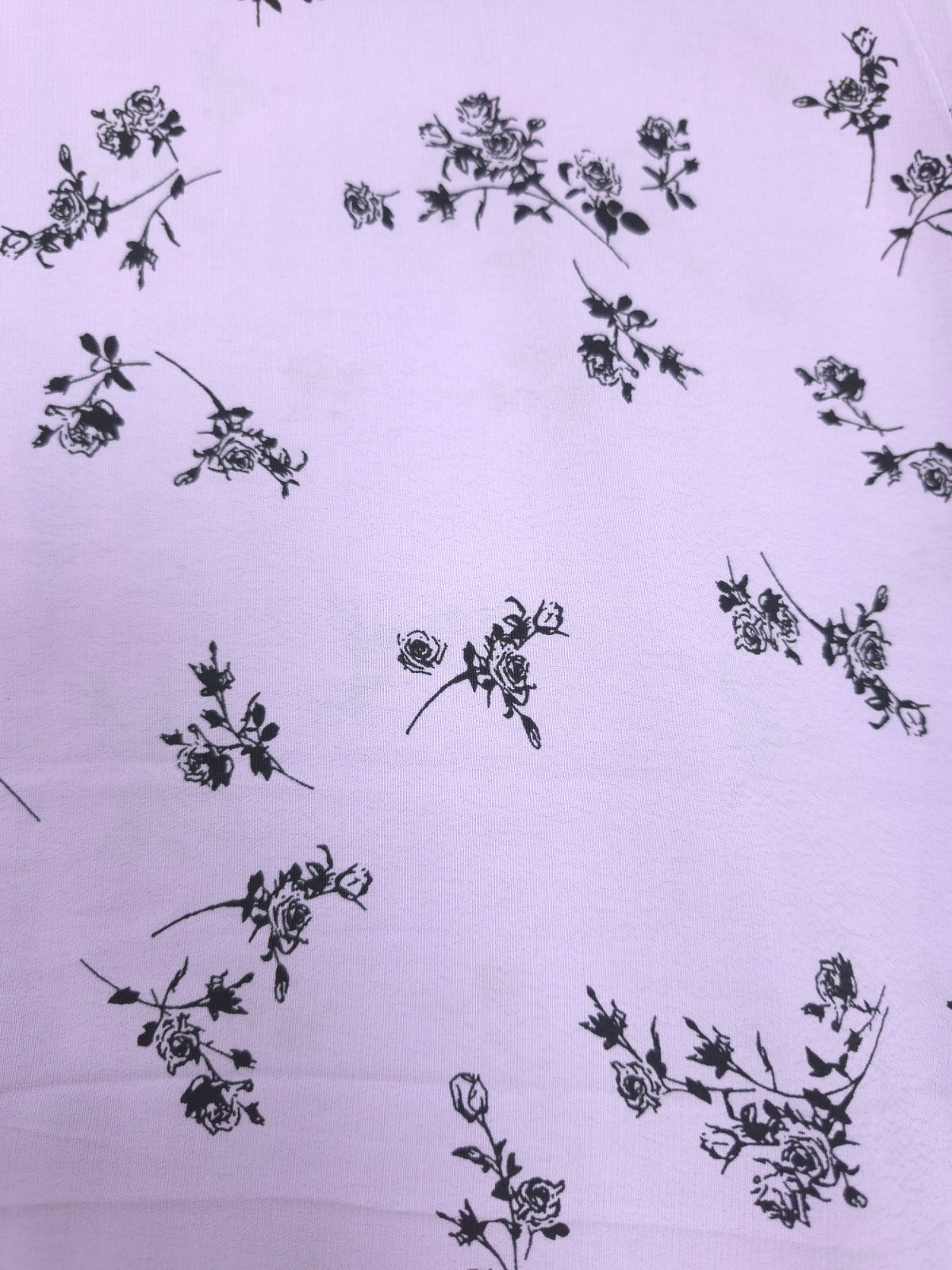 Lavender Floral Pure Crepe Fabric