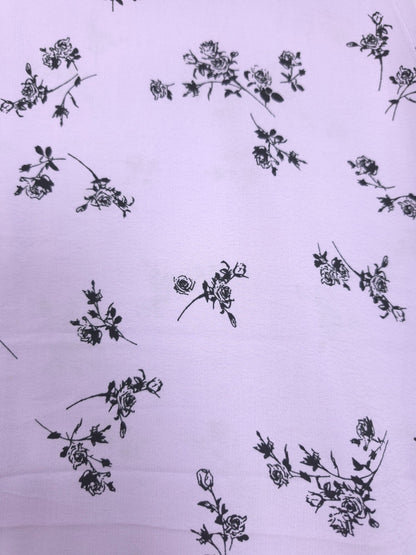 Lavender Floral Pure Crepe Fabric