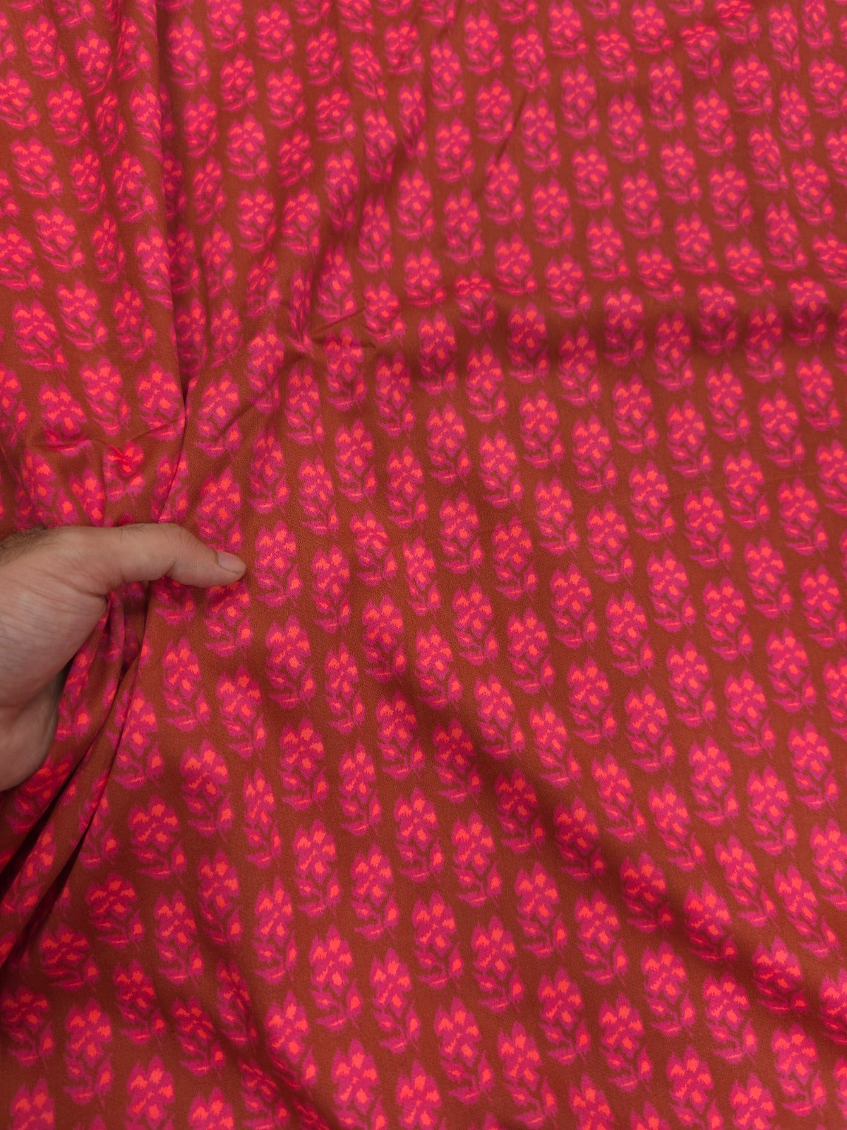 Designer Pink Floral Modal Rayon Satin Fabric 44 Inch Wide