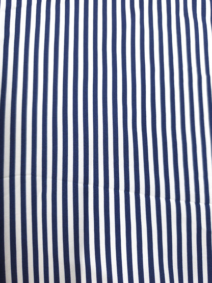 Premium Navy Blue Stripe Printed Modal Rayon Satin Fabric 60 Inch Width
