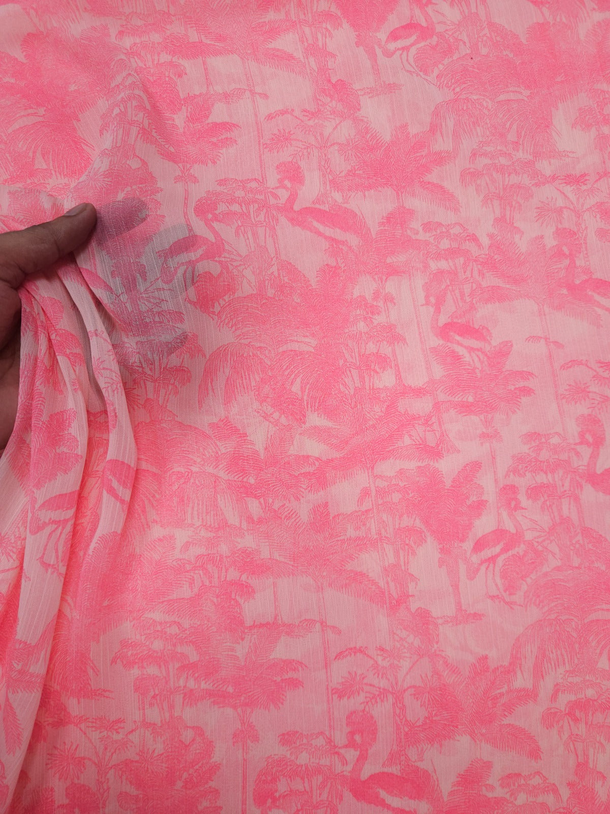 Premium Flamingo Tropical Printed Chiffon Dupatta 2.5 Meter | Soft Designer Dupatta