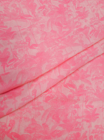 Premium Flamingo Tropical Printed Chiffon Dupatta 2.5 Meter | Soft Designer Dupatta