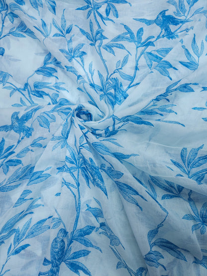 Premium Blue Bird Printed Cotton Mul Dupatta 2.5 Meter | Soft Designer Cotton Dupatta