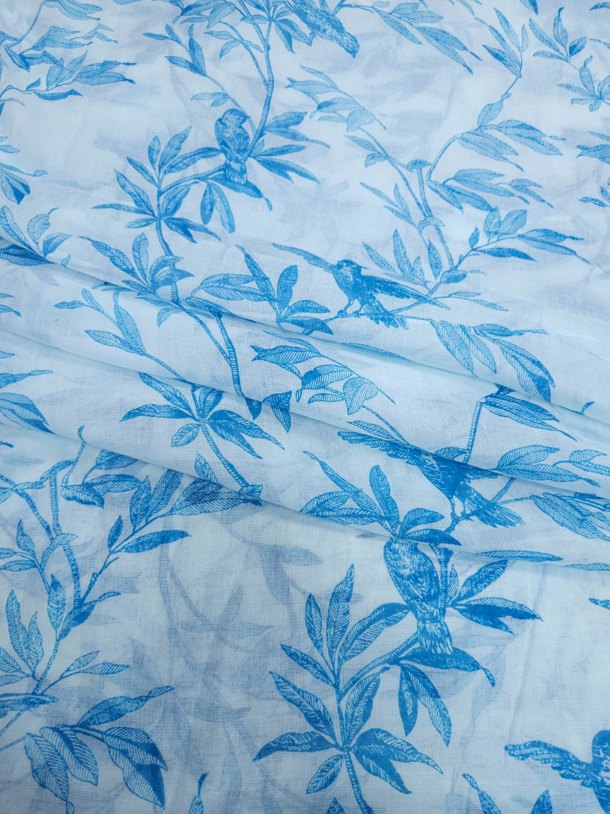 Premium Blue Bird Printed Cotton Mul Dupatta 2.5 Meter | Soft Designer Cotton Dupatta