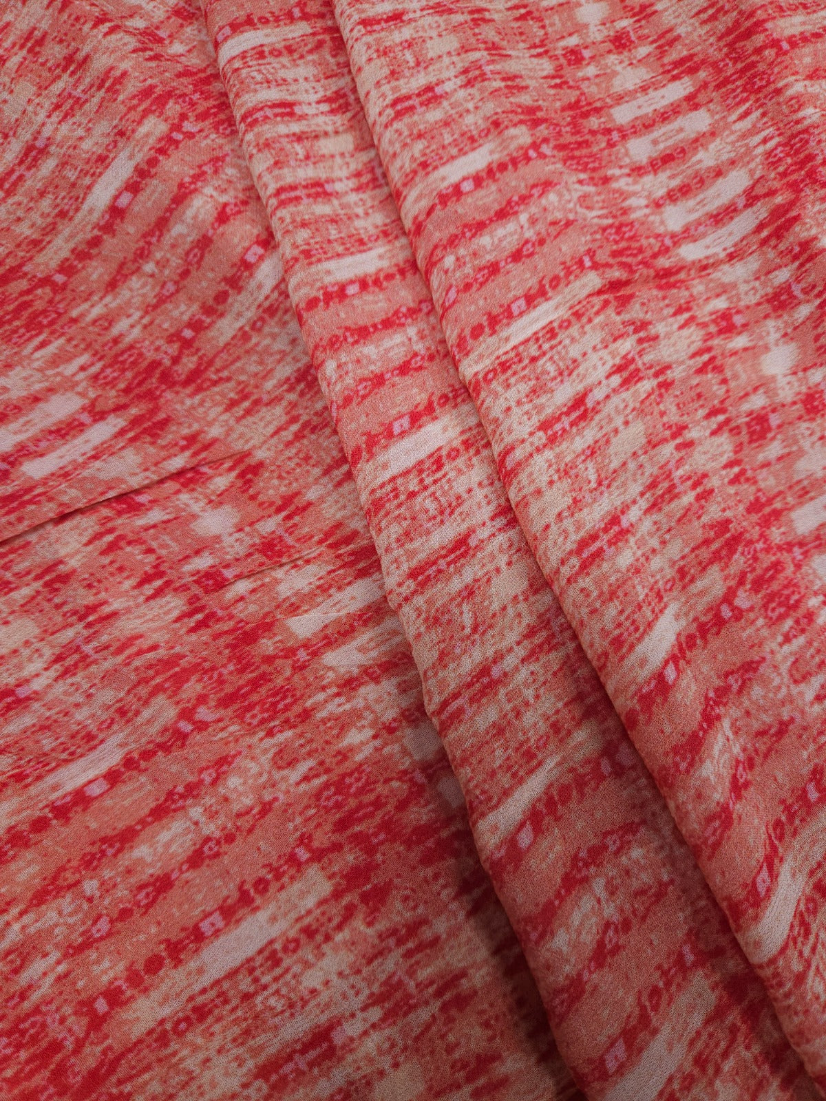 Coral Peach Textured Print Georgette Dupatta 2.5 Meter | Soft Designer Dupatta