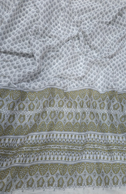 Premium Hand Block Border Cotton Mul Dupatta 2.5 Meter | Soft Printed Designer Dupatta