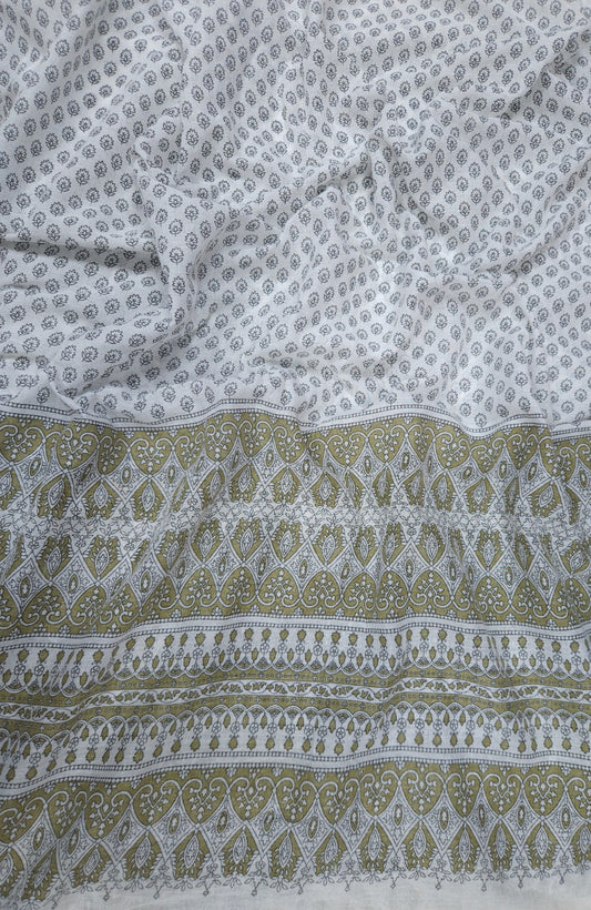 Premium Hand Block Border Cotton Mul Dupatta 2.5 Meter | Soft Printed Designer Dupatta