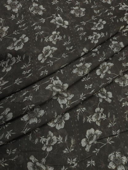Designer Grey Floral Chiffon Dupatta 2.5 Mtr