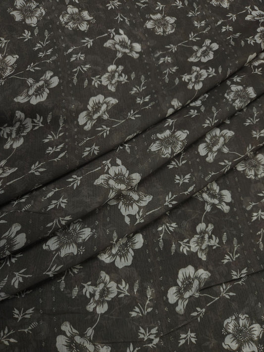Designer Grey Floral Chiffon Dupatta 2.5 Mtr