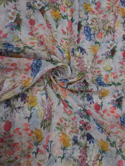 Vintage Garden Floral Printed Chiffon Dupatta