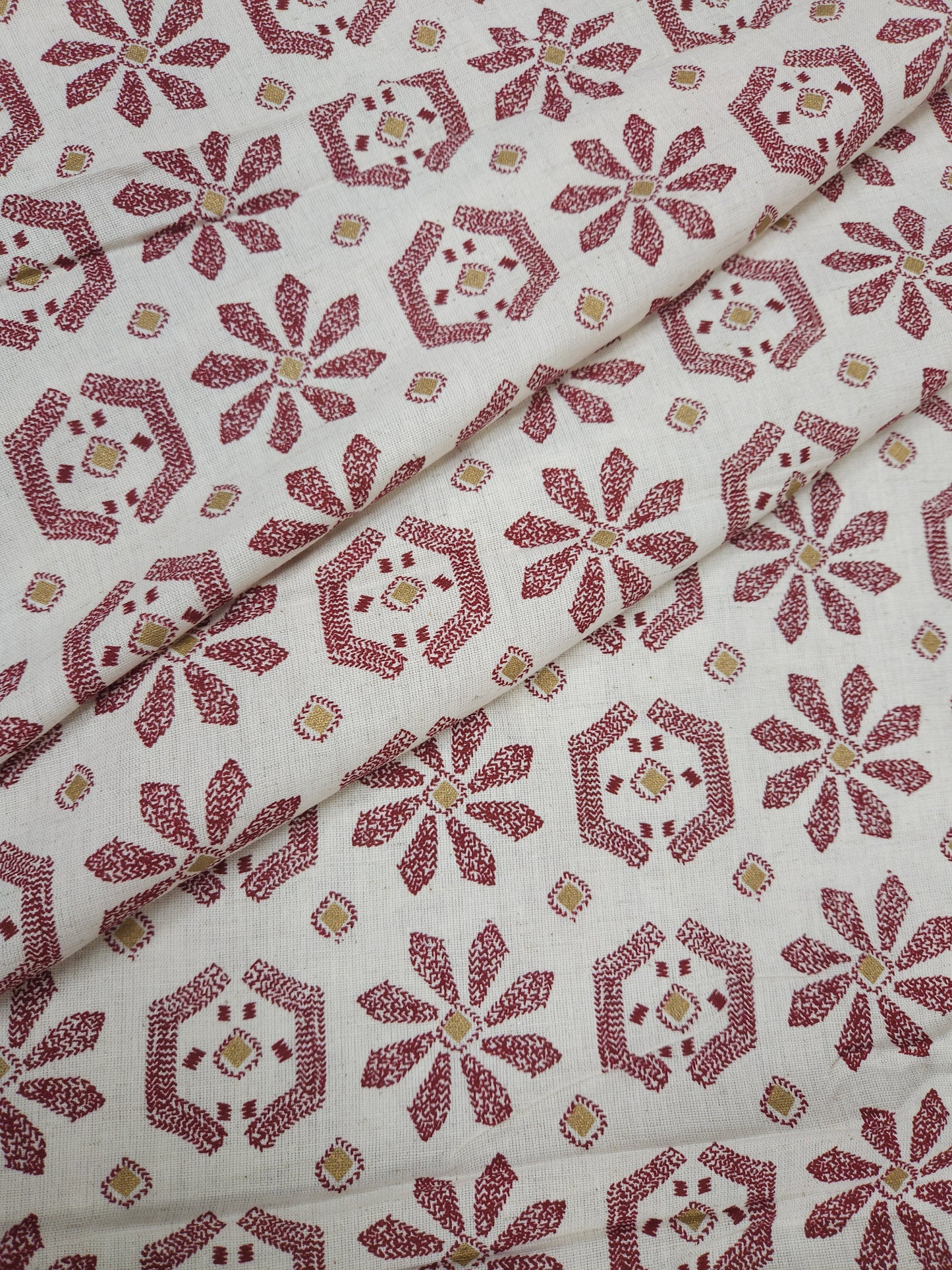 Deep Red Colored Cotton Linen Suit Set