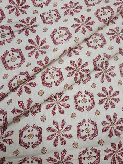 Deep Red Colored Cotton Linen Suit Set